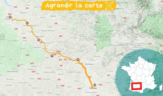 Itinéraire le Canal de la Garonne de Bordeaux à Toulouse Itinéraire le Canal de la Garonne de Bordeaux à Toulouse