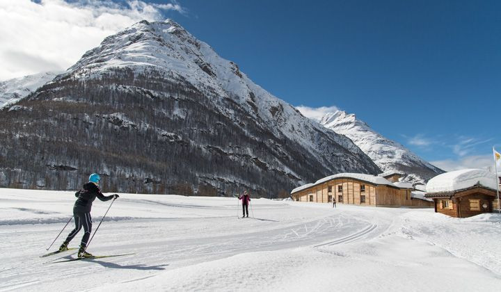 Ski de fond skating à Bessans - Haute-Maurienne - Savoie - France