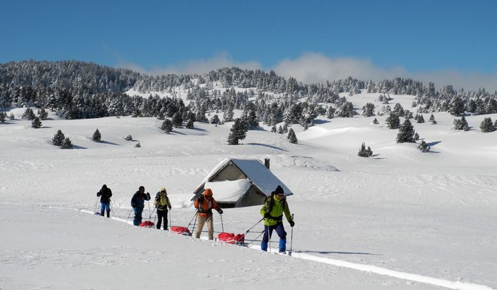 Randonnée en raquettes avec pulkas - Hauts Plateaux du Vercors - France