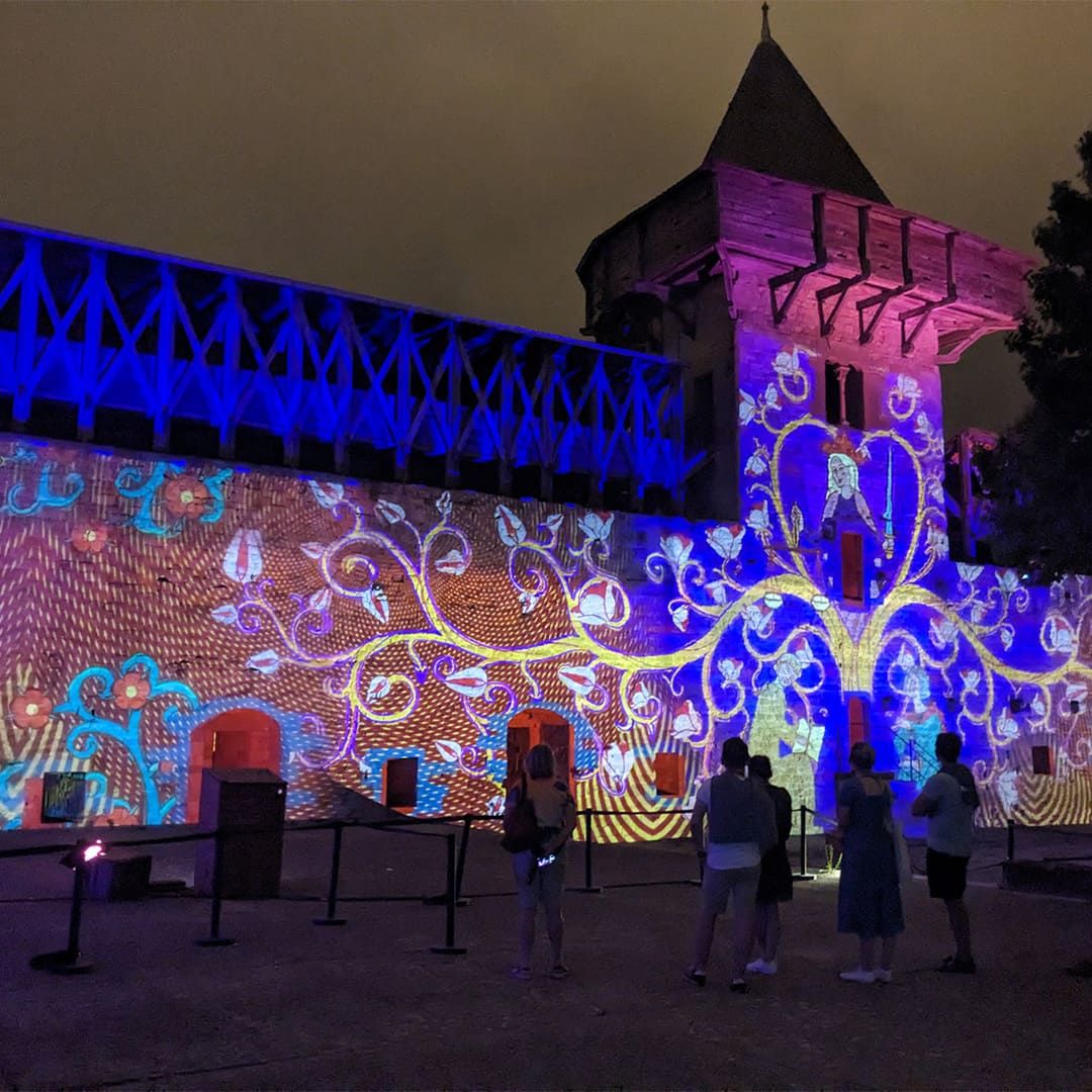 Chateau de Carcassonne illuminé le soir