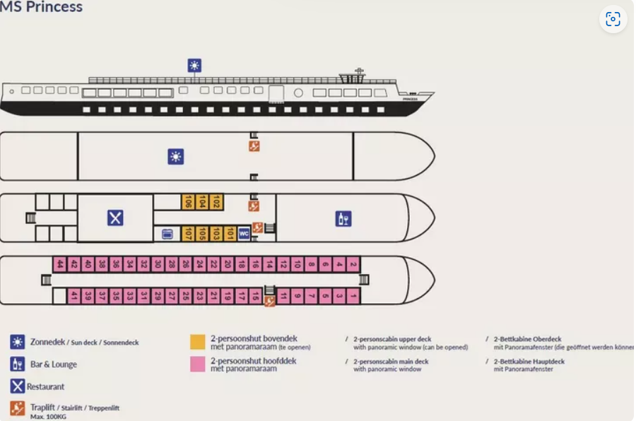 Plan du bateau MS Princess