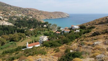 Paysage de l'île d'Andros, dans les Cyclades