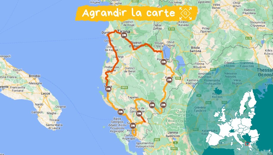 Carte Tour de l'Albanie