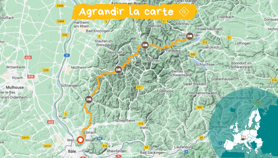 carte traversée forêt noire pied