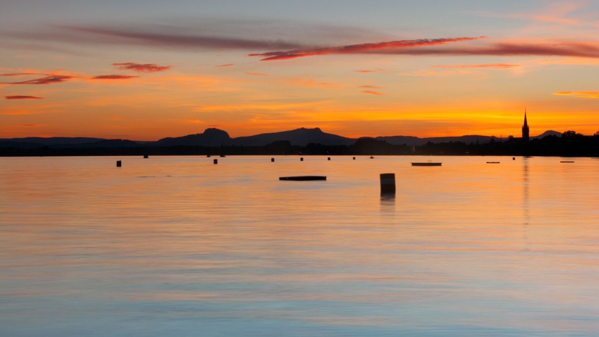 Coucher de soleil sur l'Untersee à Radolfzell