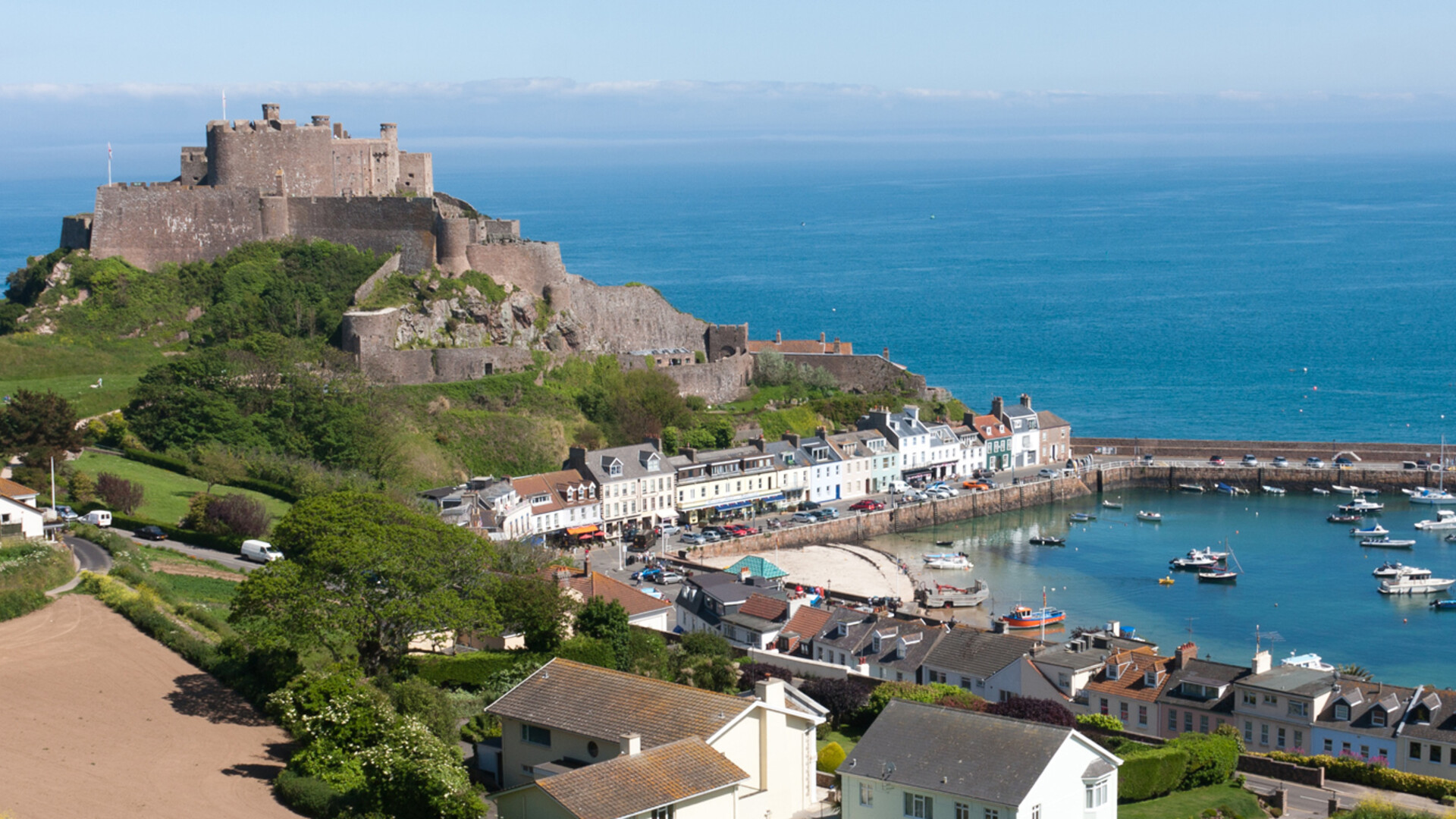 Le château de Mont Orgueil à Jersey, îles Anglo-Normandes