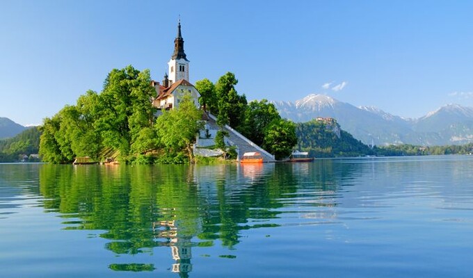 Le lac et l'île de Bled en Slovénie