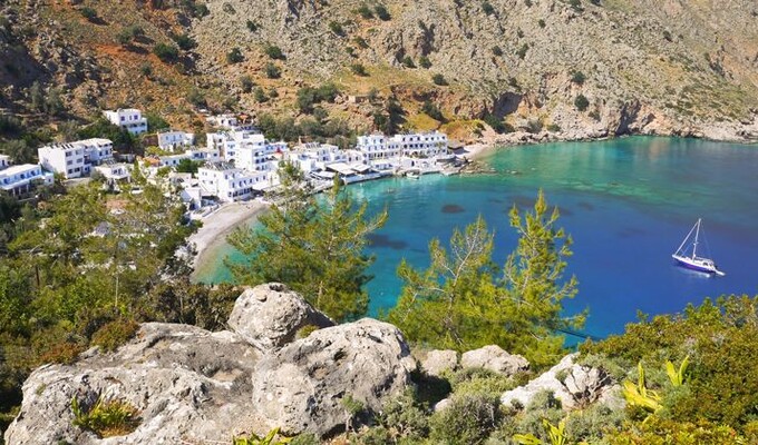 Le village balnéaire de Loutro, Crète, Grèce