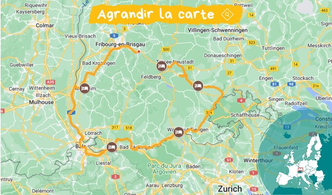 carte tour de la forêt noire à vélo