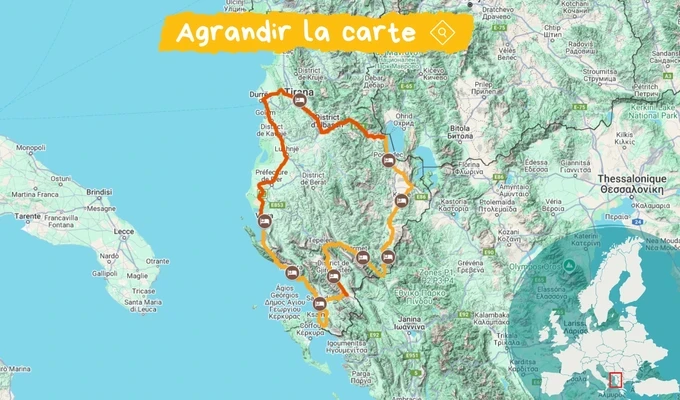 ITINERAIRE VELO ALBANIE