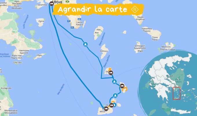 Carte : Serifos, Sifnos et Milos paradis des randonneurs