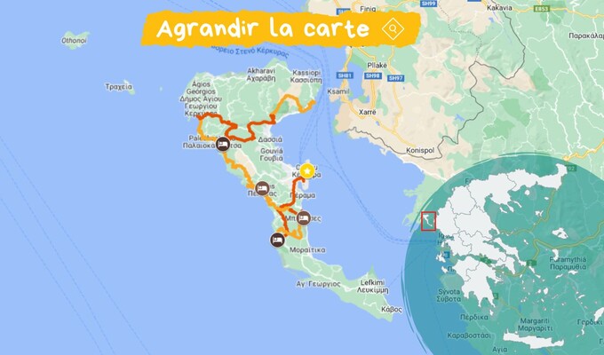  Carte : Trek la Grande Traversée de Corfou