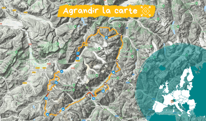 Carte Tour du Mont Blanc, l'intégrale