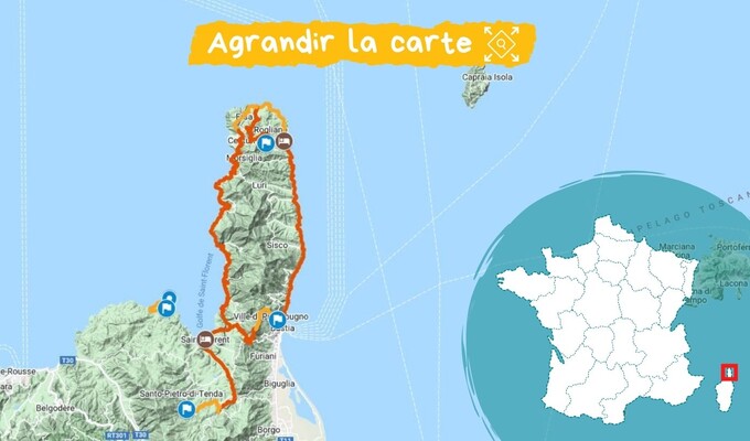 Carte itinéraire du Cap Corse