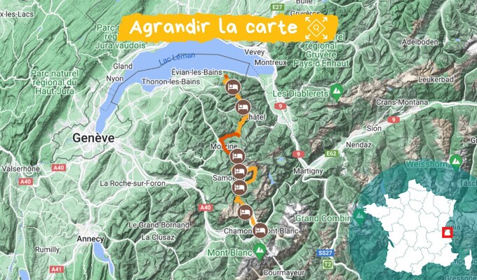 Carte du lac Léman à Chamonix