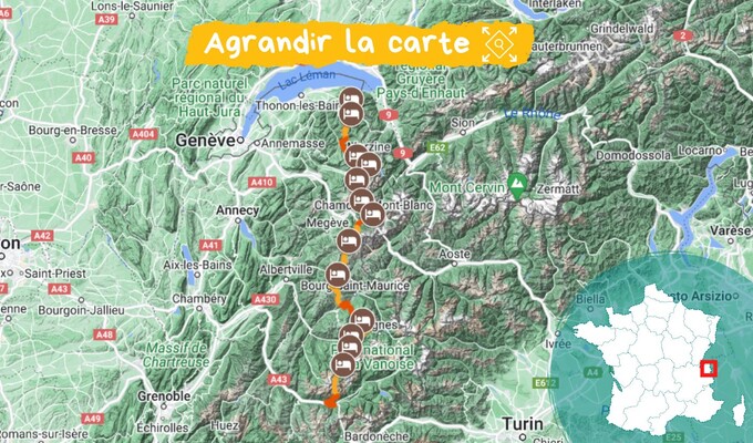 Carte GTA du lac Léman à la Vanoise