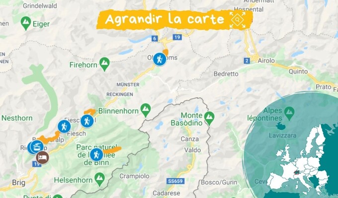 Carte Séjour en raquettes et balnéo à Aletsch