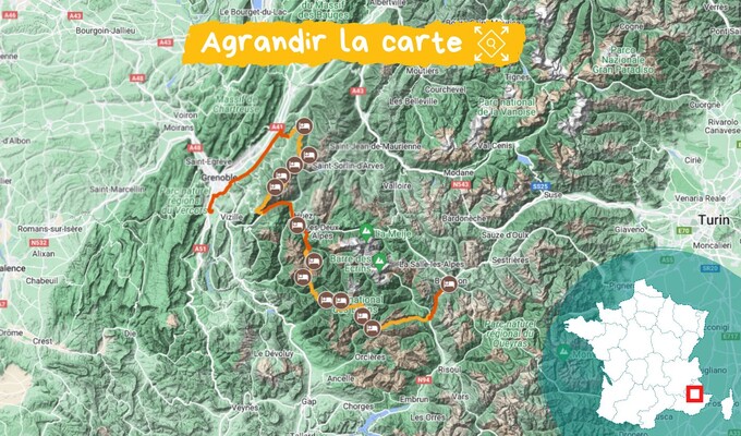 Carte de Grenoble à Briançon