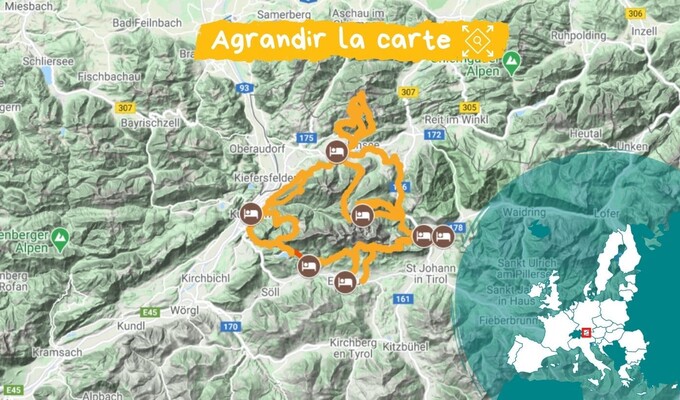 Carte Tyrol : le tour du Kaisergebirge