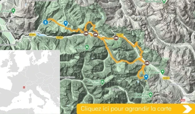 Carte itinéraire Balcons et Villages de l'Oisans