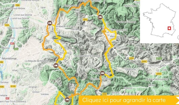 Carte itinéraire vélo La Drôme provençale