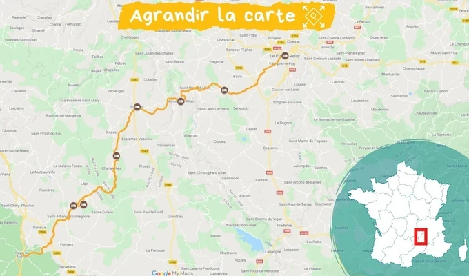 Itinéraire Chemins de Saint-Jacques  randonnée du Puy-en-Velay à Aumont-Aubrac Itinéraire Chemins de Saint-Jacques  randonnée du Puy-en-Velay à Aumont-Aubrac