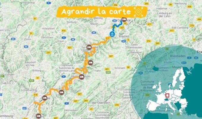 Itinéraire de Coblence à Sarrebourg à vélo et bateau à bord du MS Patria