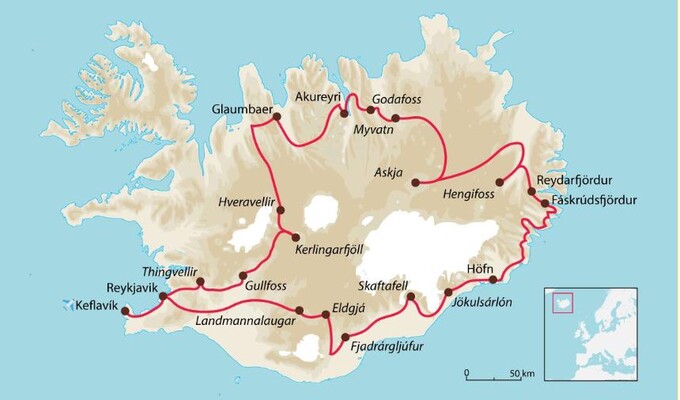 Itinéraire grande boucle de l'Islande