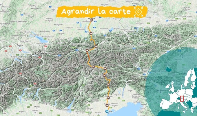 Itinéraire la traversée des Alpes à vélo de Munich à Venise