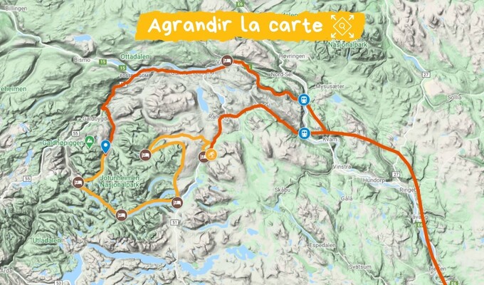 Itinéraire ski de rando nordique tour jotunheimen norvège