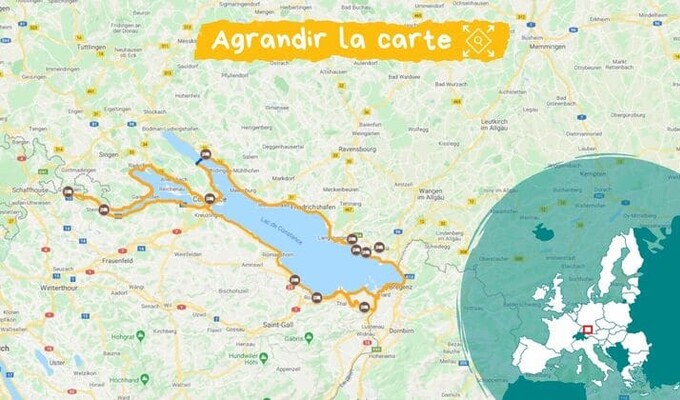 Carte itinéraire tour du lac de constance vélo