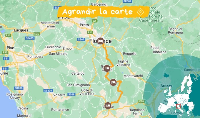 Itinéraire à vélo dans le Chianti sur la route des vins