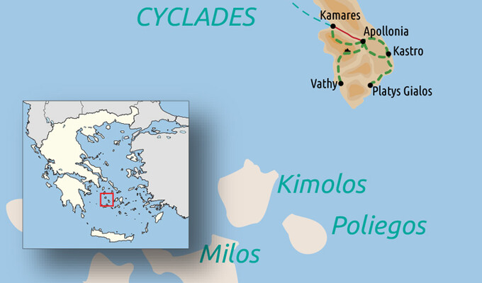 Carte du voyage Cyclades : Sérifos, l'île de Persée et Sifnos, l'île d'Apollon